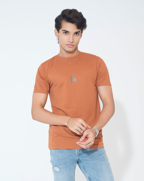 Sultan Men's T Shirt Basic Lion Logo - Rust