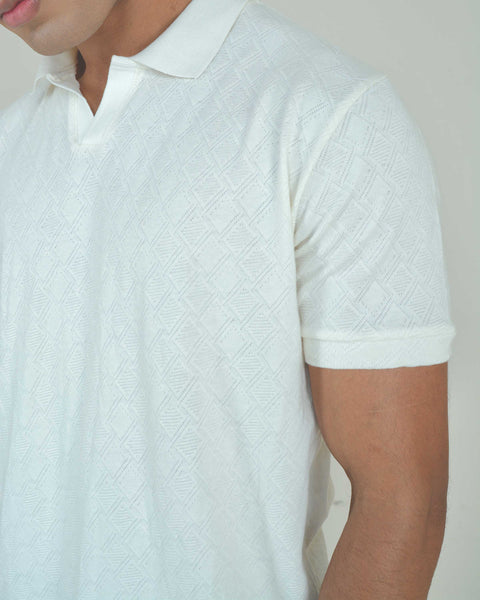 Polo V Neck-Off-White